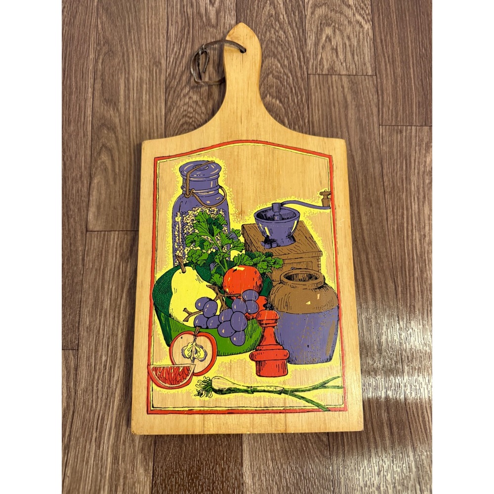 Vintage Wooden Cutting Board Wall Decor Retro Still Life Fruit Coffee Grinder‎